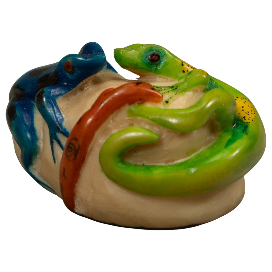 Green And Blue Double Frog Tagua Carving