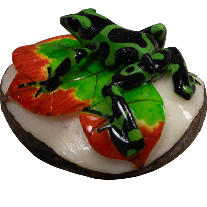 Green And Black Poison Dart Frog Tagua Carving