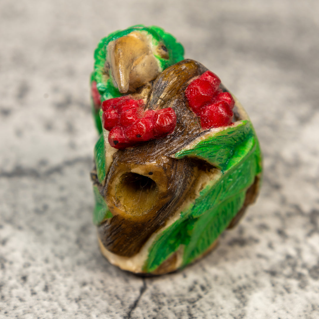 Green Parrot Bird Tagua Carving
