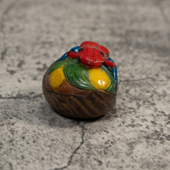 Red And Blue Poison Dart Frog Tagua Carving