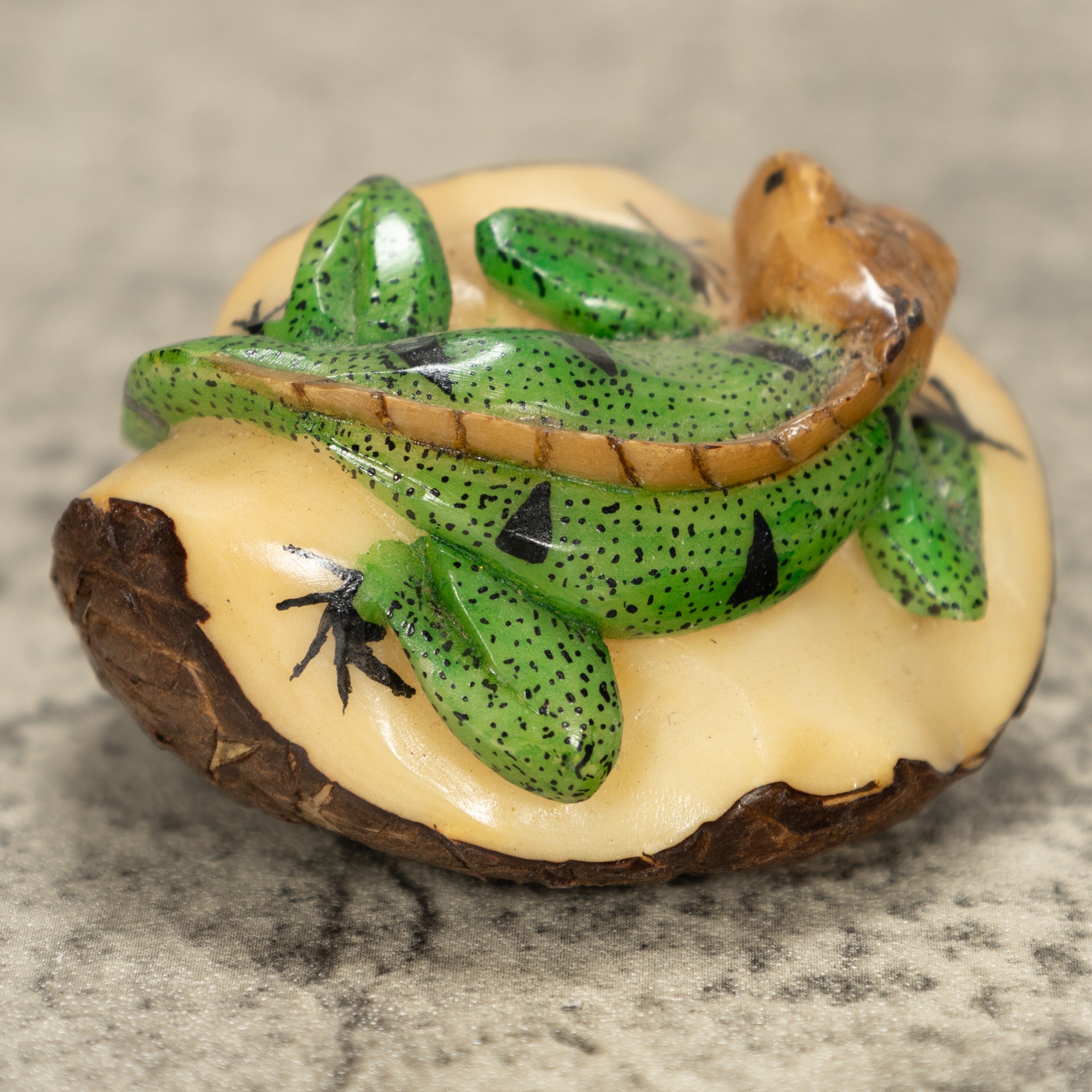 Iguana Lizard Tagua Nut Carving