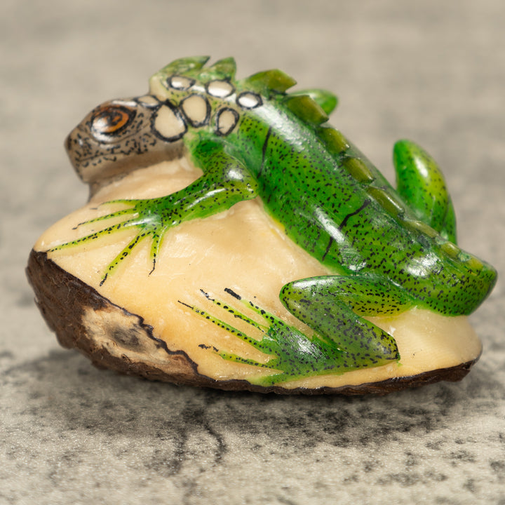 Iguana Lizard Tagua Nut Carving