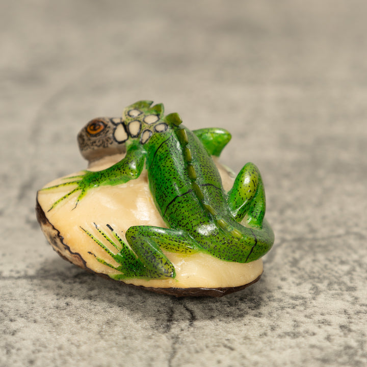 Iguana Lizard Tagua Nut Carving