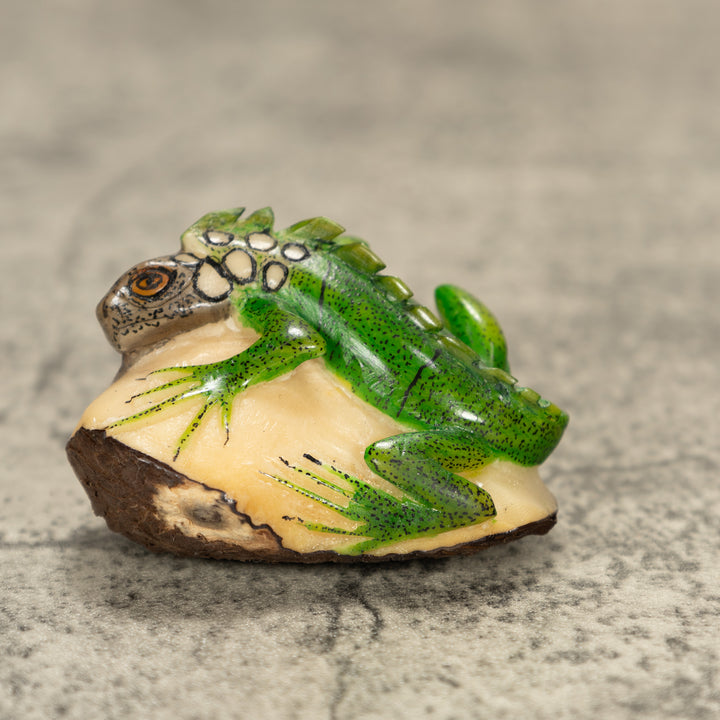 Iguana Lizard Tagua Nut Carving