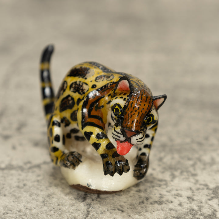 Jaguar Cat Tagua Nut Carving