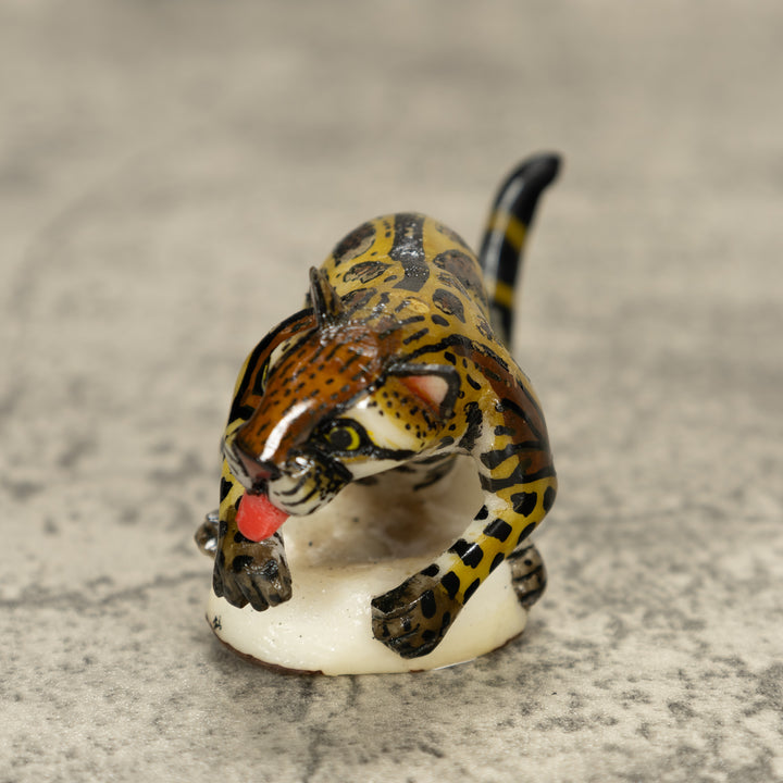 Jaguar Cat Tagua Nut Carving