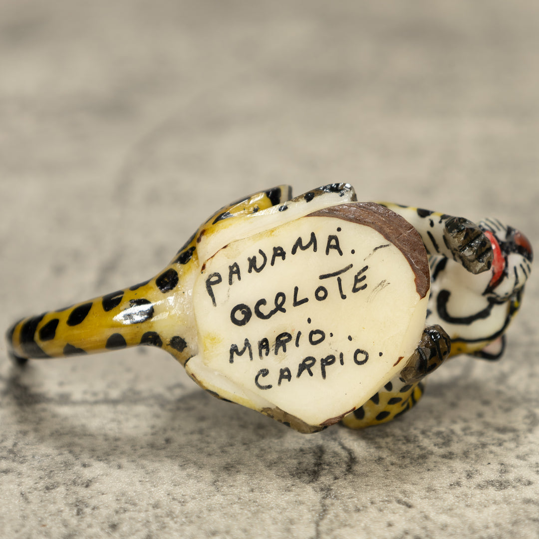 Jaguar Cat Tagua Nut Carving