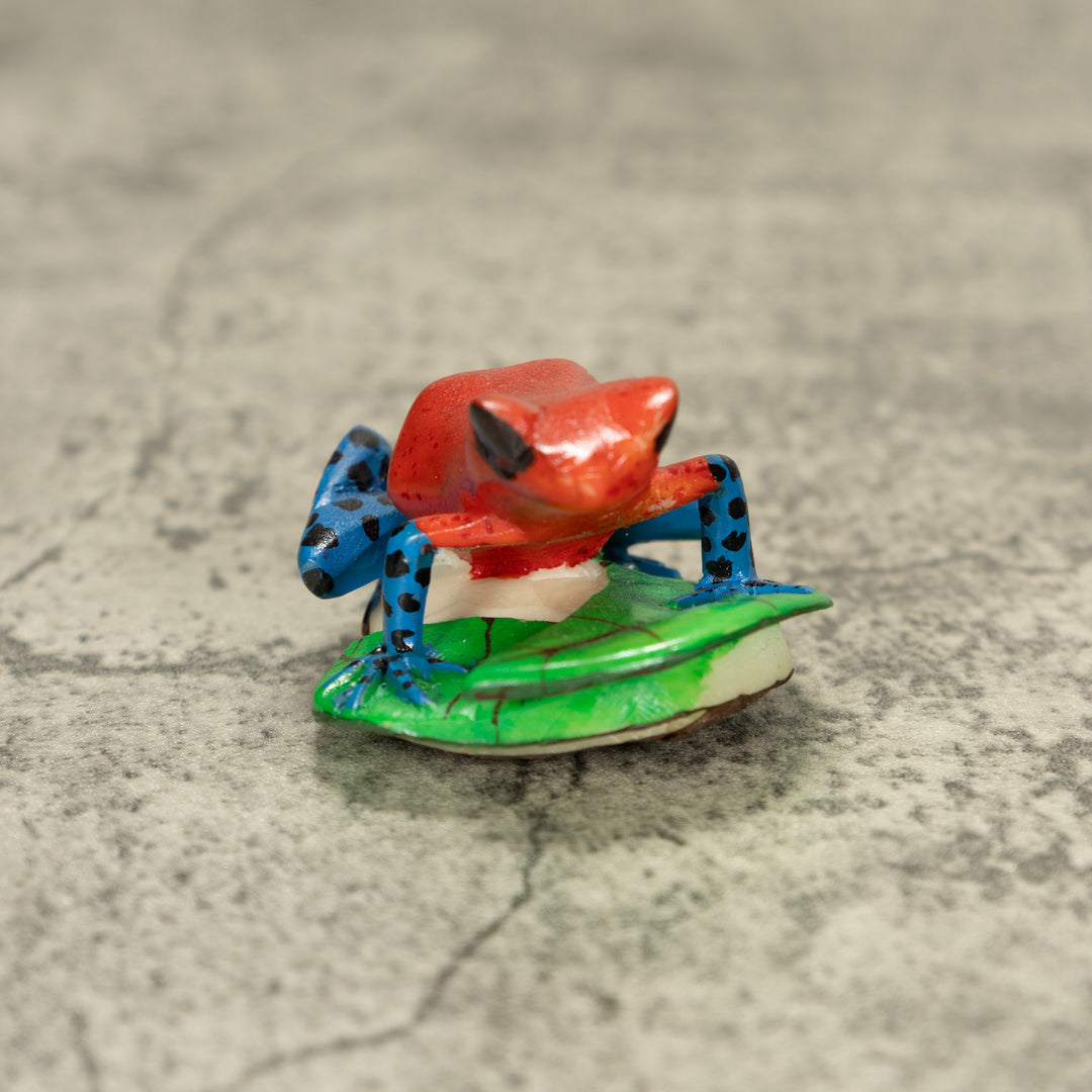 Red And Blue Poison Dart Frog Tagua Nut Carving
