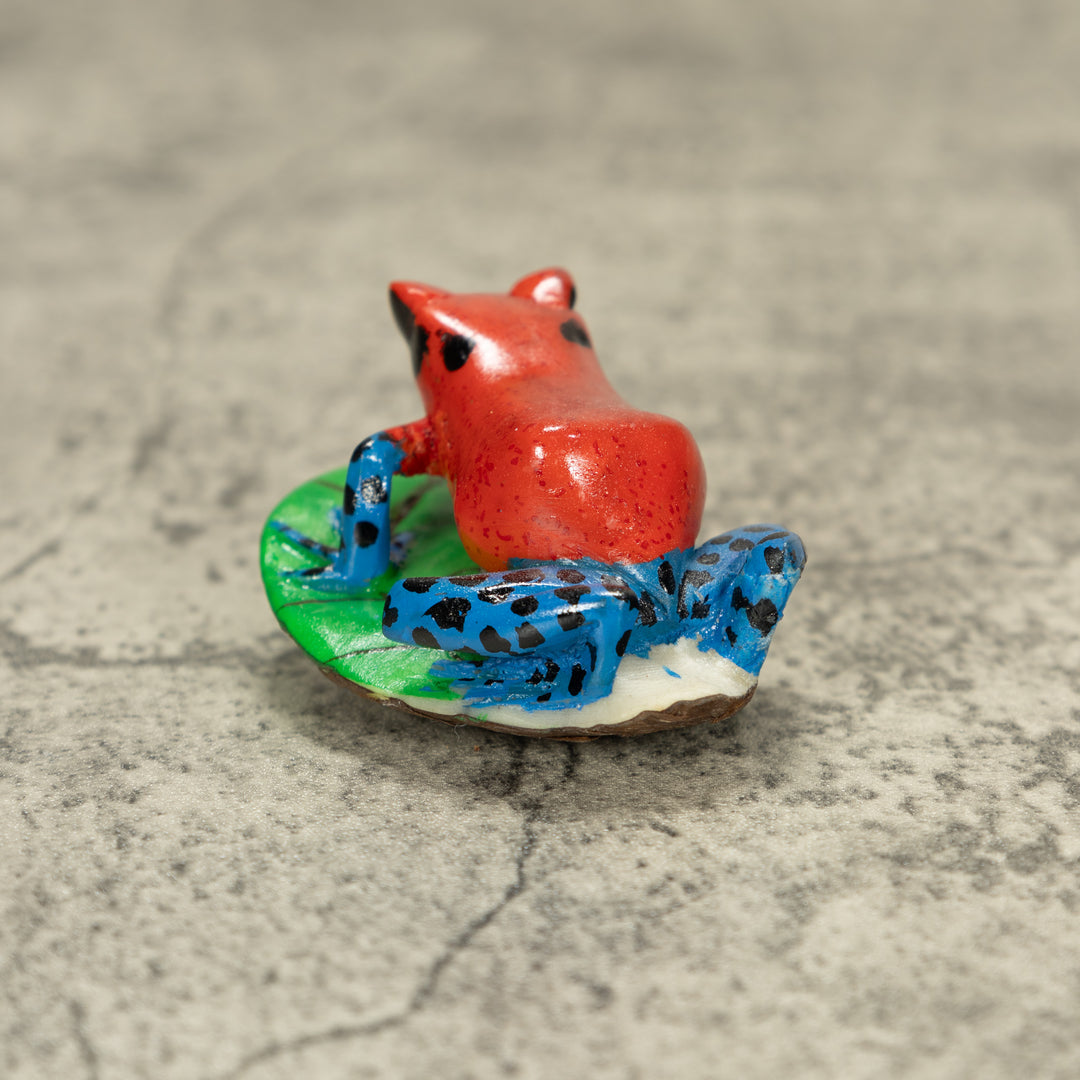 Red And Blue Poison Dart Frog Tagua Nut Carving