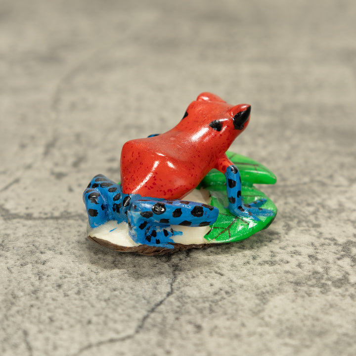 Red And Blue Poison Dart Frog Tagua Nut Carving