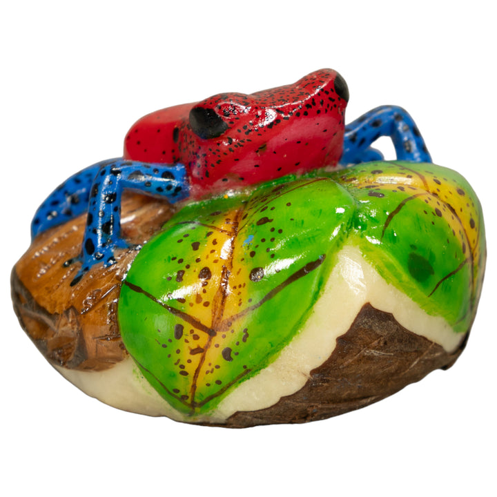 Red And Blue Poison Dart Frog Tagua Nut Carving