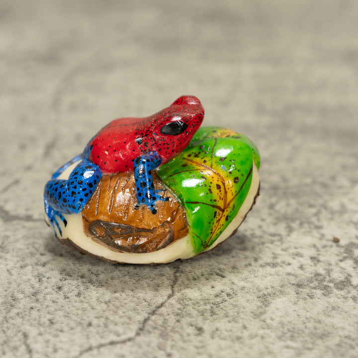 Red And Blue Poison Dart Frog Tagua Nut Carving