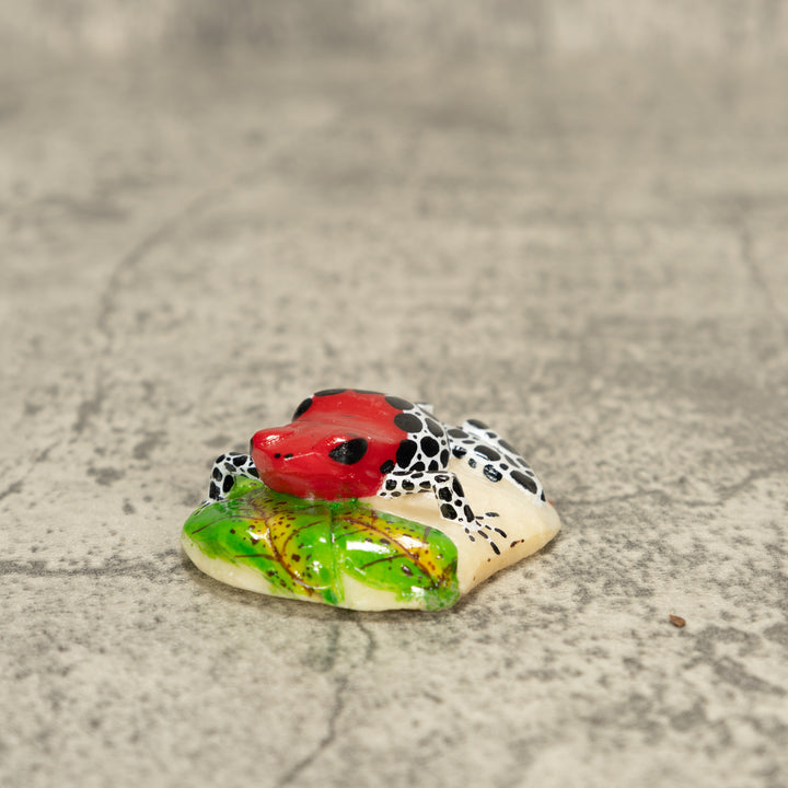 Red Black And White Poison Dart Frog Tagua Nut Carving