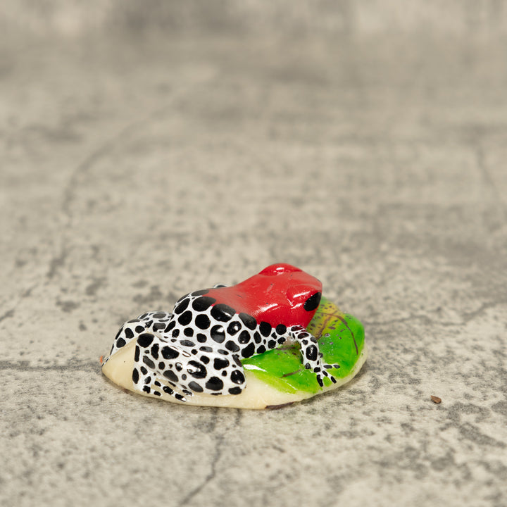 Red Black And White Poison Dart Frog Tagua Nut Carving