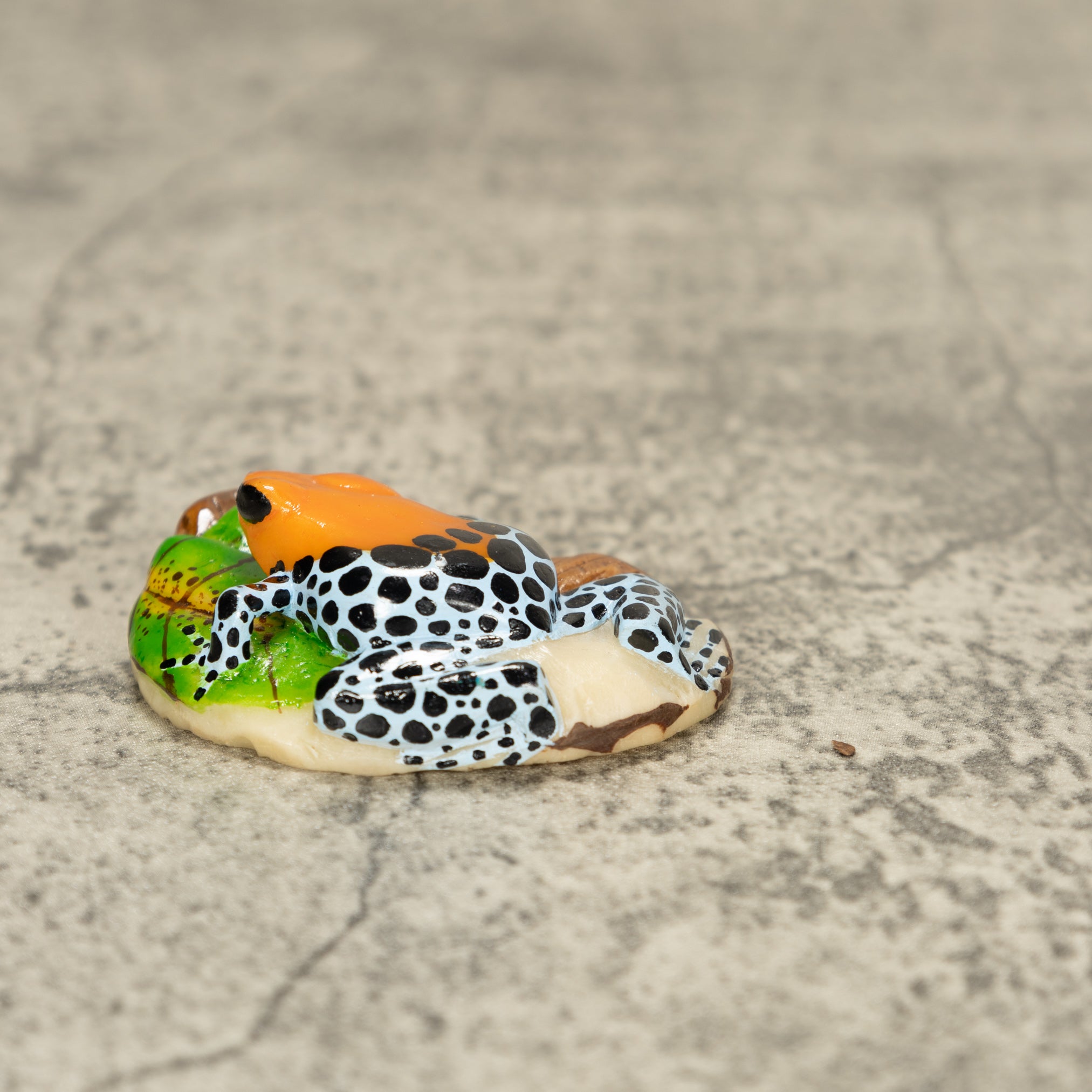 Orange Blue And Black Poison Dart Frog Tagua Nut Carving