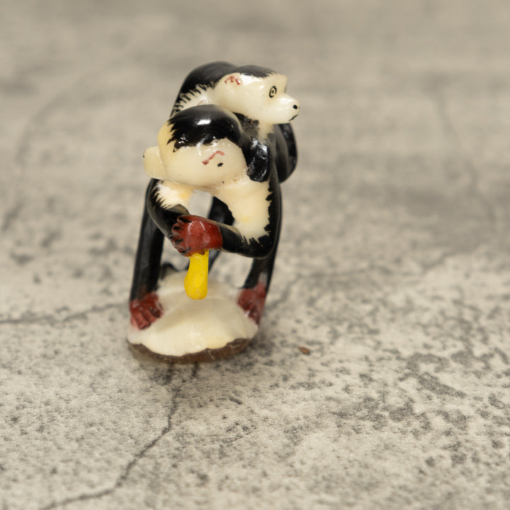 White Face Monkey With Youngster Tagua Nut Carving