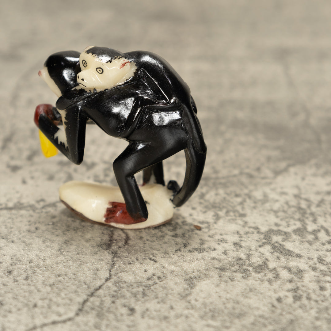 White Face Monkey With Youngster Tagua Nut Carving