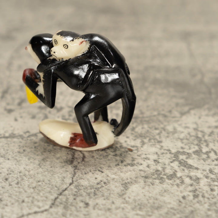 White Face Monkey With Youngster Tagua Nut Carving