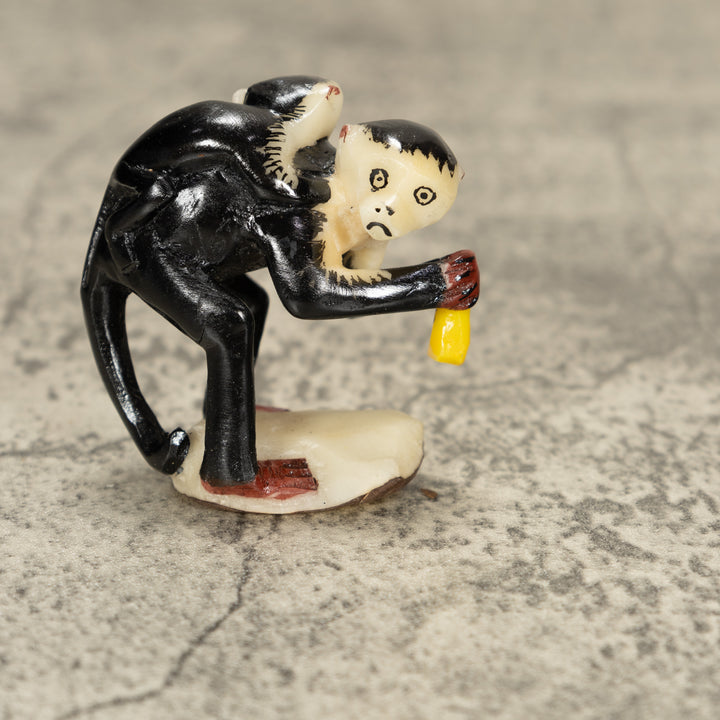 White Face Monkey With Youngster Tagua Nut Carving