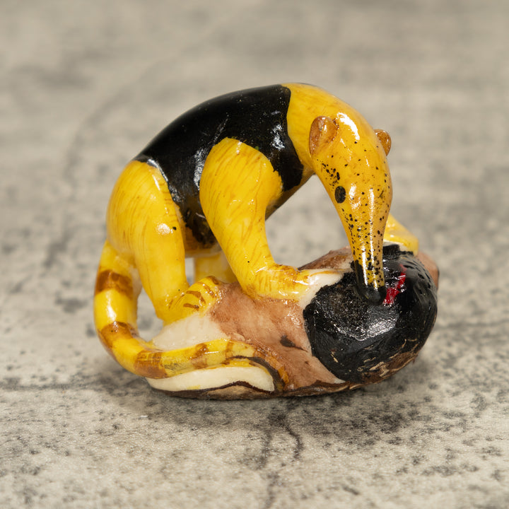 Anteater With Red Tongue Tagua Nut Carving