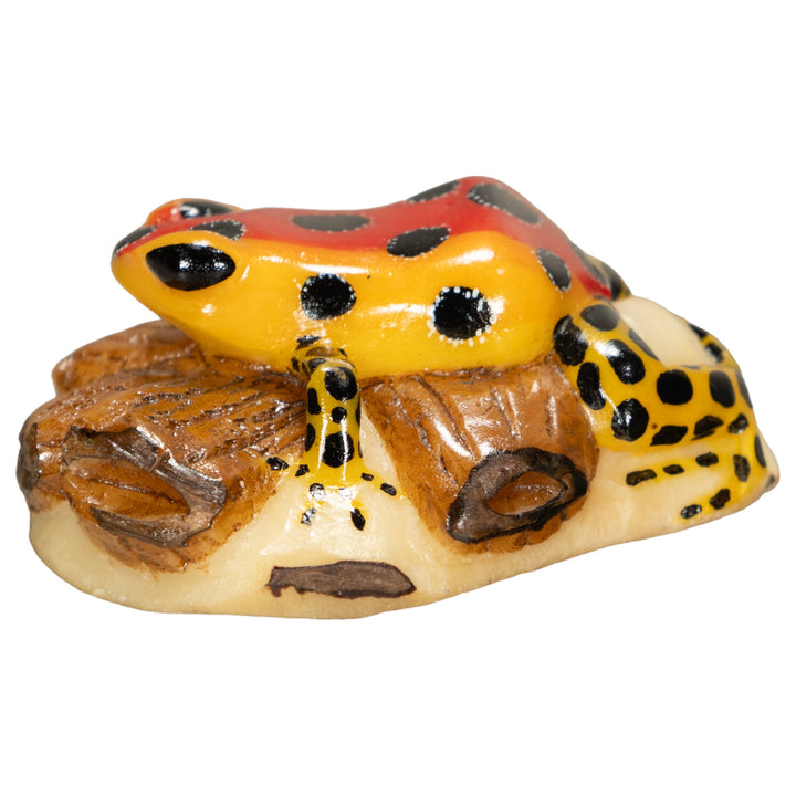 Red Poison Dart Frog On Log Tagua Nut Carving