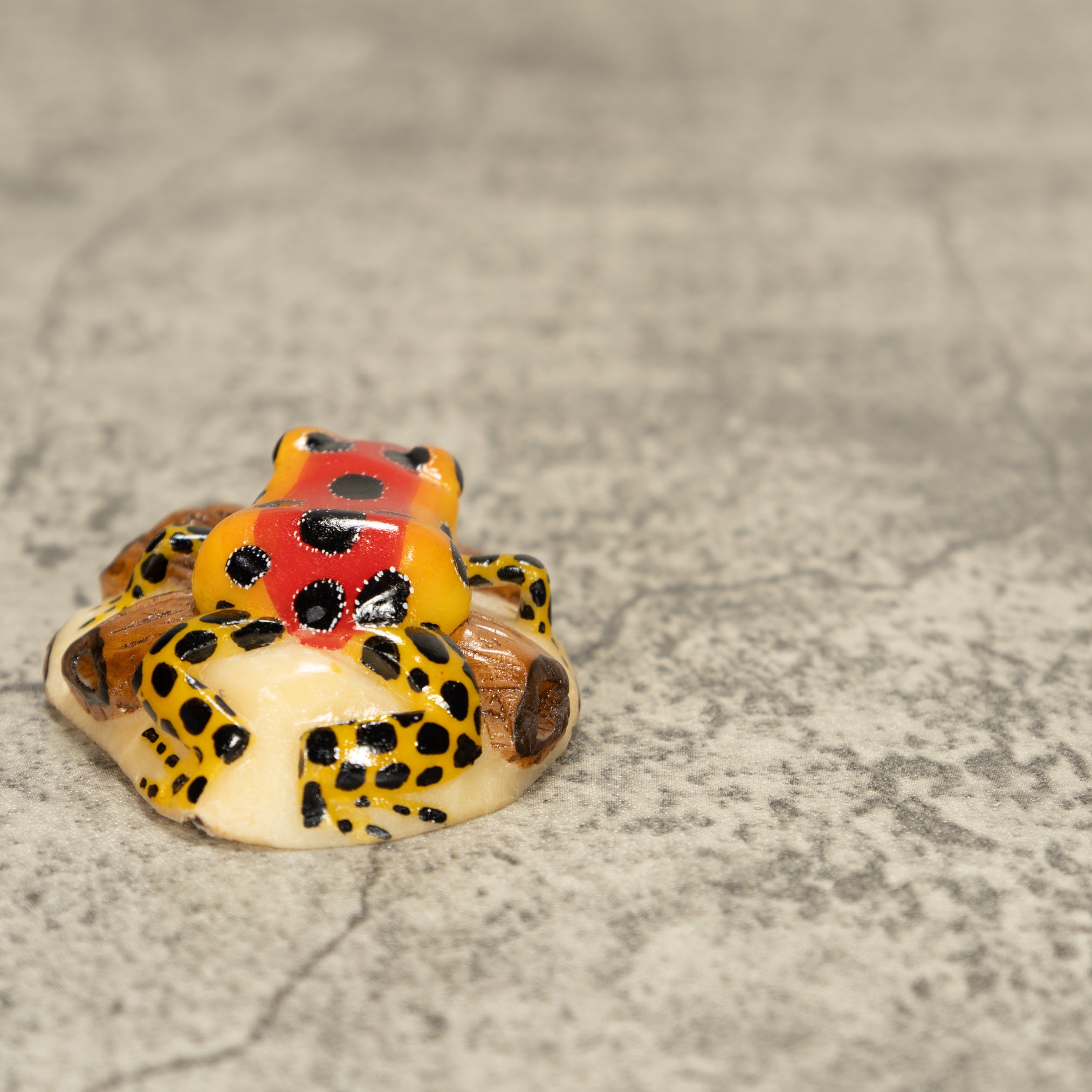 Red Poison Dart Frog On Log Tagua Nut Carving