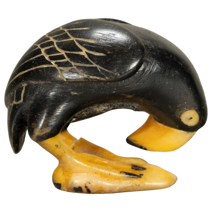Vintage Black Bird Tagua Nut Carving