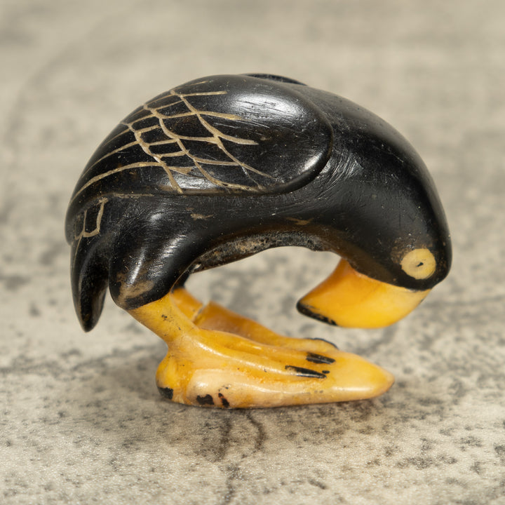 Vintage Black Bird Tagua Nut Carving