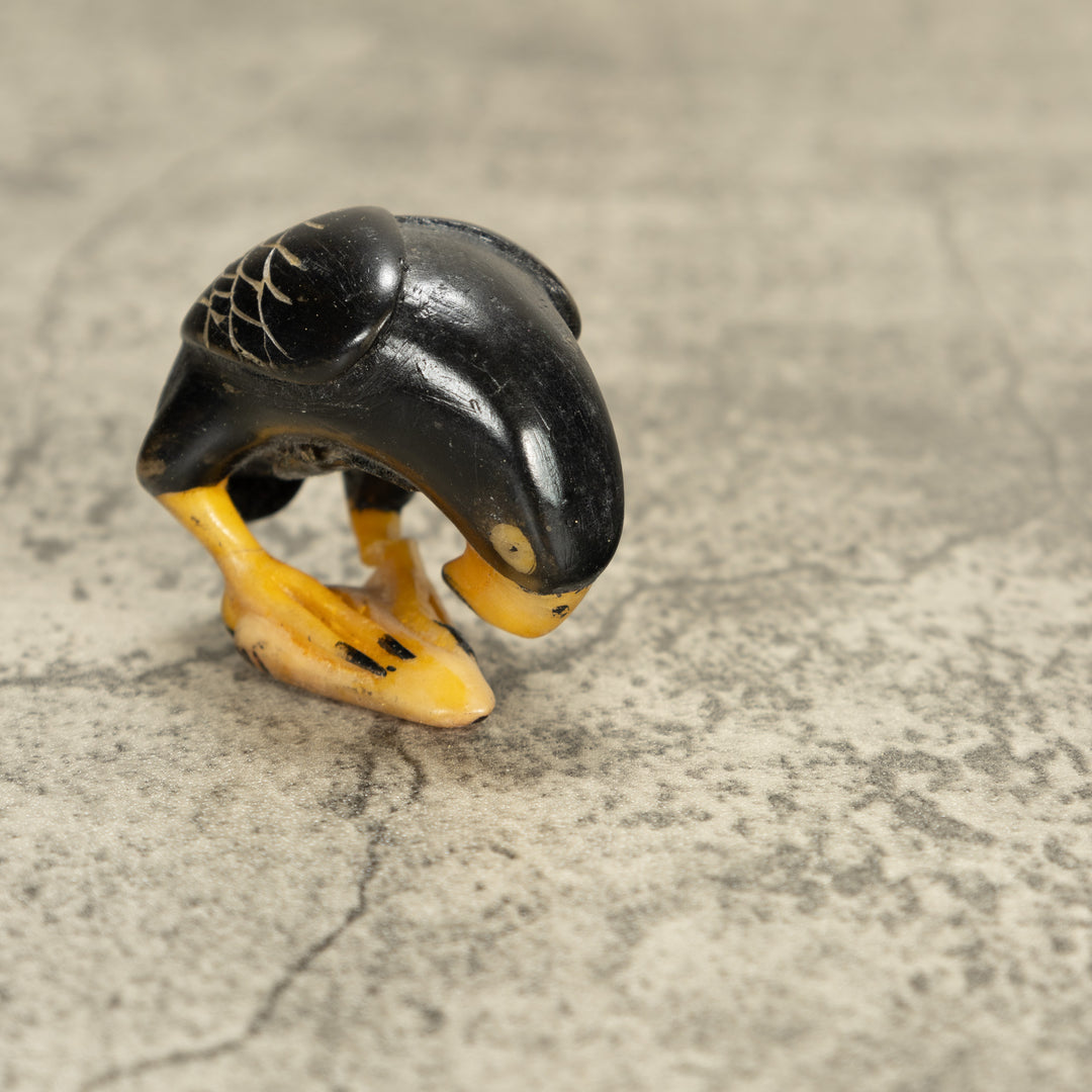 Vintage Black Bird Tagua Nut Carving