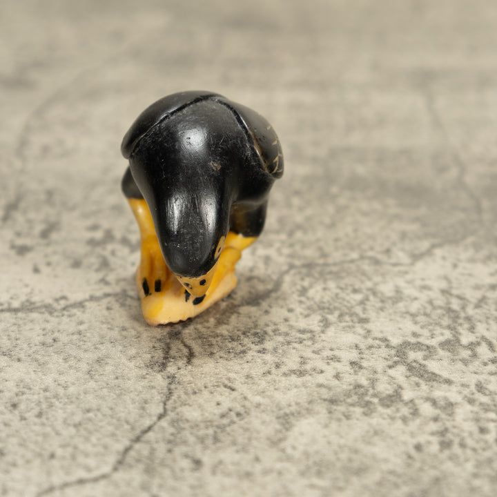 Vintage Black Bird Tagua Nut Carving