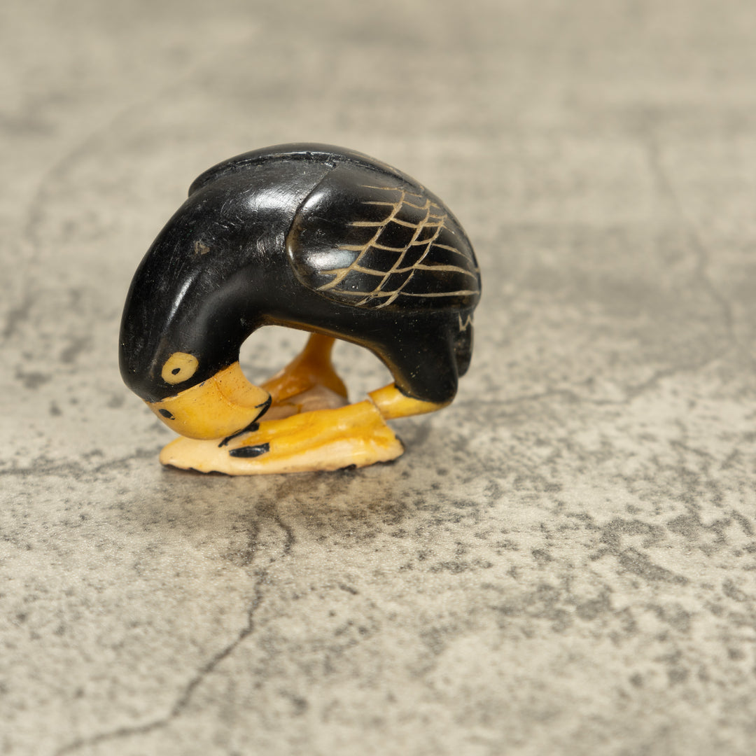 Vintage Black Bird Tagua Nut Carving