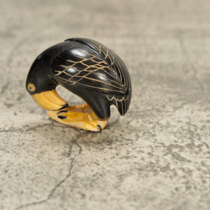 Vintage Black Bird Tagua Nut Carving