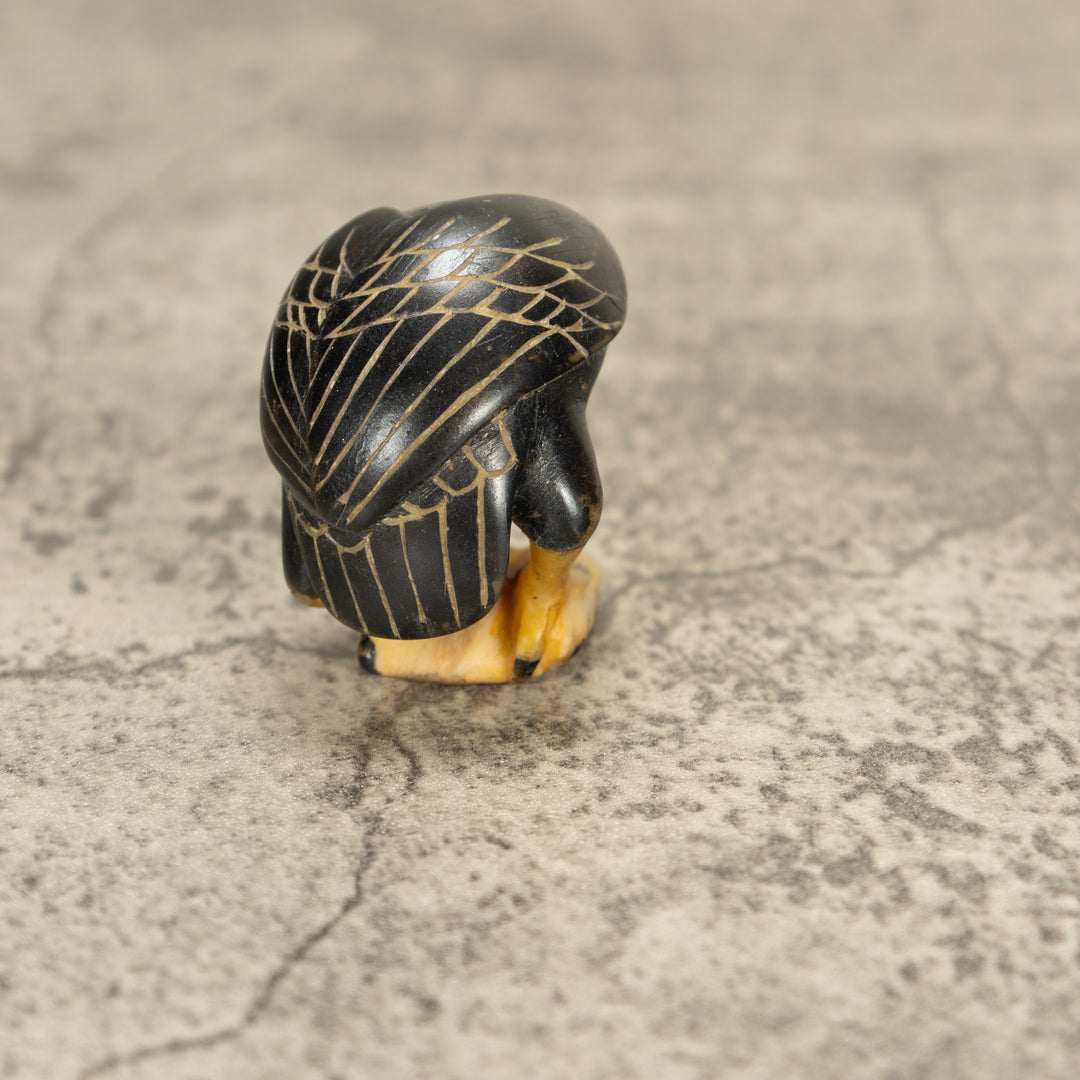 Vintage Black Bird Tagua Nut Carving