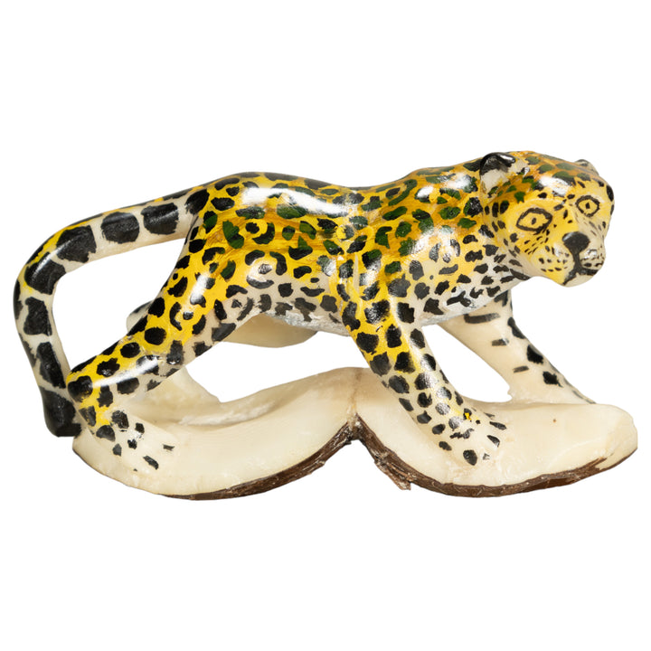 Large Jaguar Cat Tagua Nut Carving