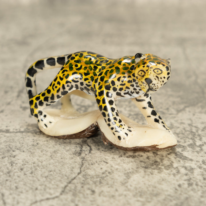Large Jaguar Cat Tagua Nut Carving