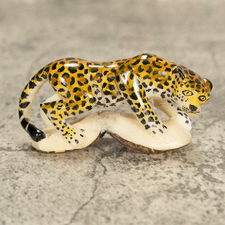 Large Jaguar Cat Tagua Nut Carving