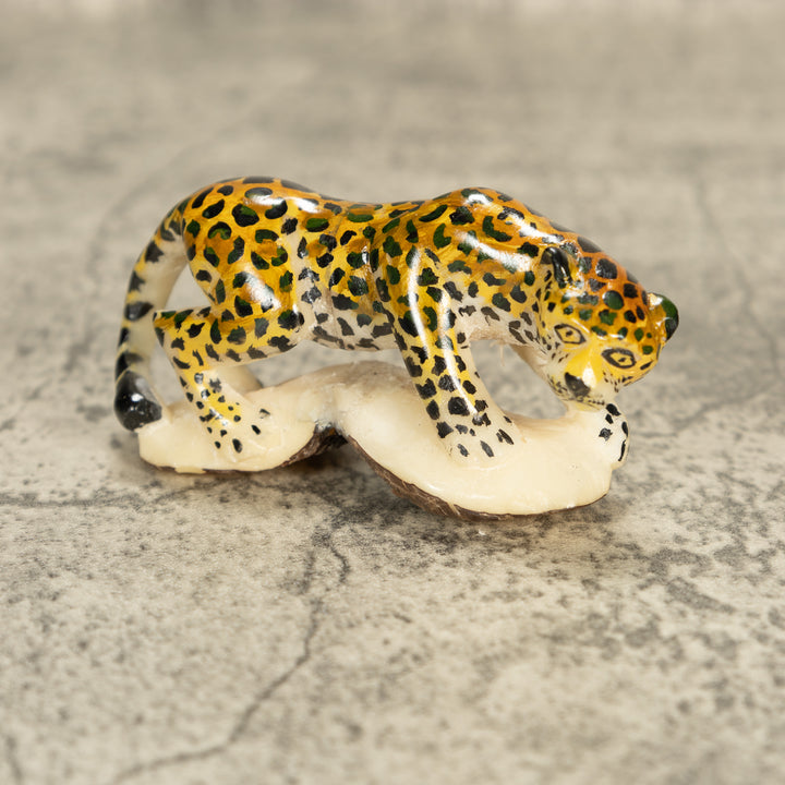 Large Jaguar Cat Tagua Nut Carving