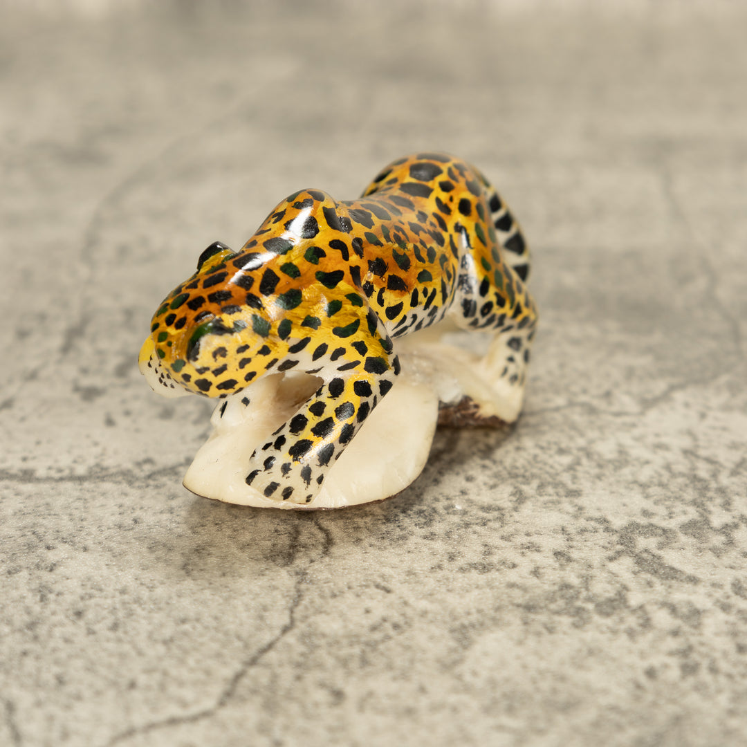Large Jaguar Cat Tagua Nut Carving