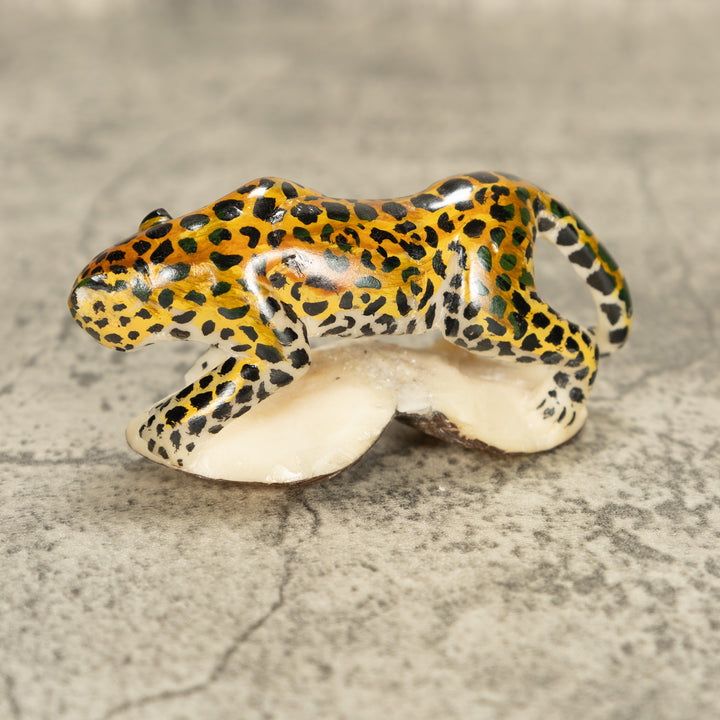 Large Jaguar Cat Tagua Nut Carving