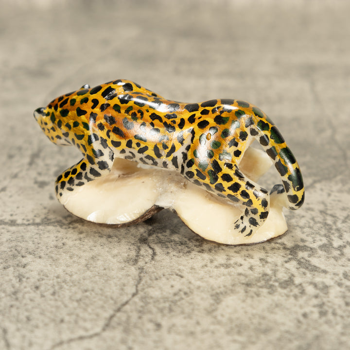 Large Jaguar Cat Tagua Nut Carving