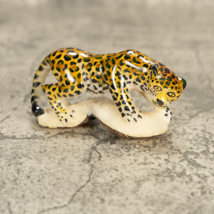 Large Jaguar Cat Tagua Nut Carving