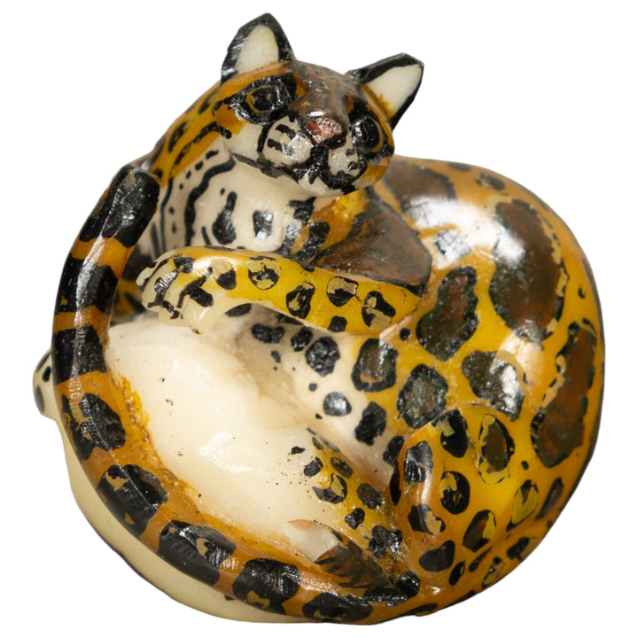 Jaguar Cat Tagua Nut Carving
