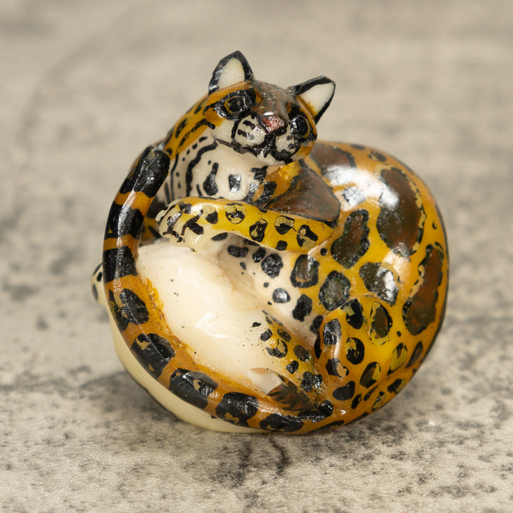 Jaguar Cat Tagua Nut Carving