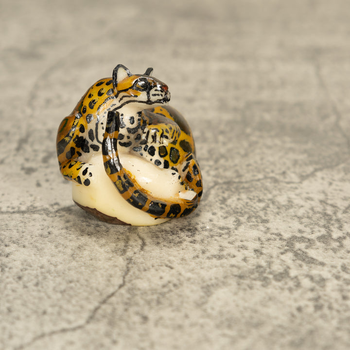 Jaguar Cat Tagua Nut Carving