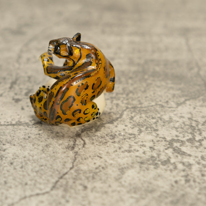 Jaguar Cat Tagua Nut Carving