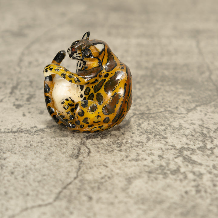Jaguar Cat Tagua Nut Carving