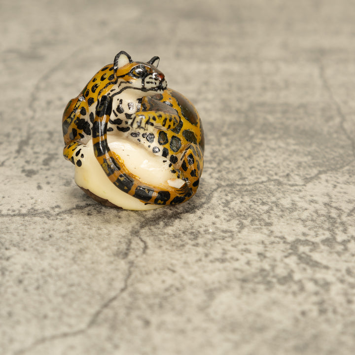 Jaguar Cat Tagua Nut Carving