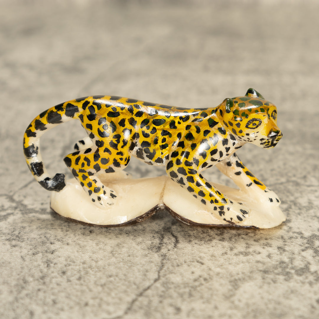 Large Jaguar Cat Tagua Nut Carving