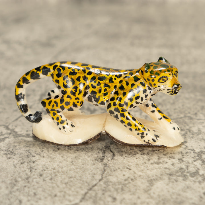 Large Jaguar Cat Tagua Nut Carving