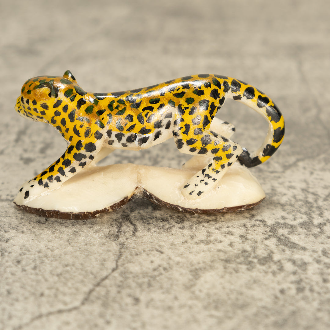 Large Jaguar Cat Tagua Nut Carving